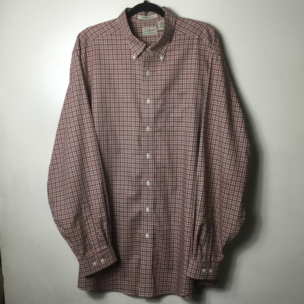 L.L. Bean Men's Red/Brown Plaid Button-Down Shirt